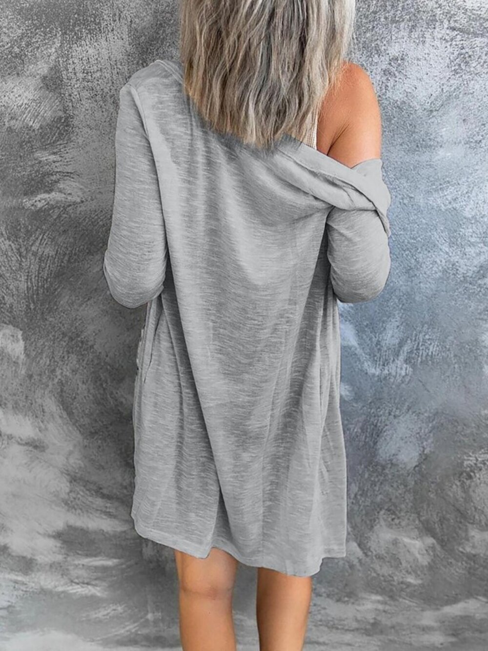Voidism Lightweight Button-Down Cardigan Gray - Picture 2 of 5